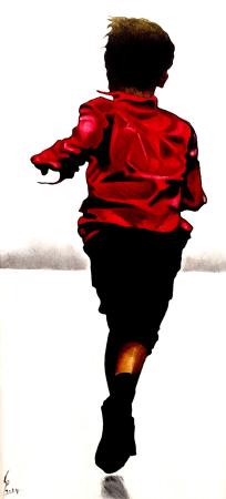 Art work by Paolo Lenti Corri ragazzo corri - oil wood 